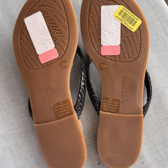 GIANNI BINI black flat sandals size 6 M Brown Embossed Crocodile - Picture 4 of 5